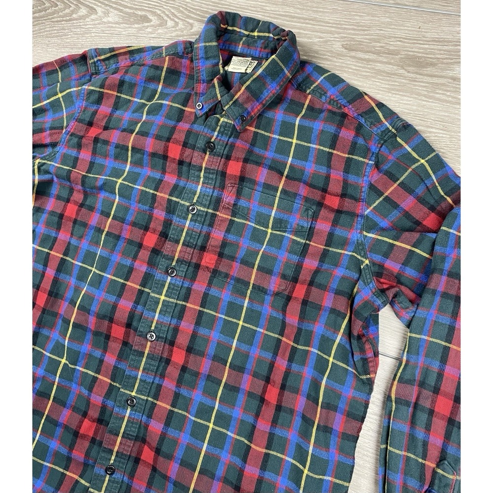 L.L. Bean Men's Traditional Fit Plaid Button Down Flannel‎ Red Blue Green Large